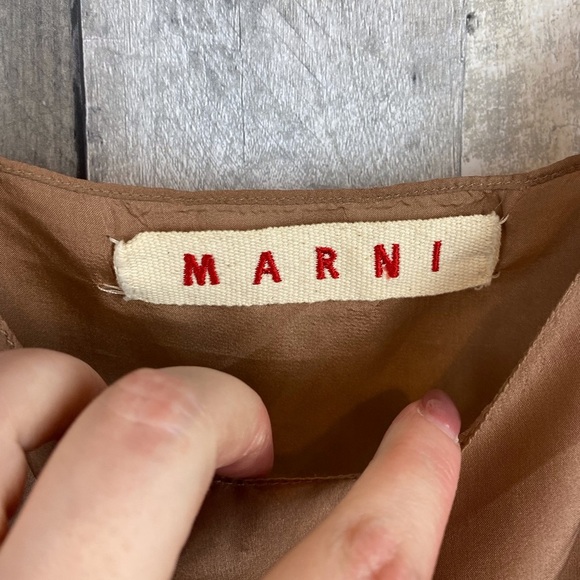 Marni Silk Spaghetti Strap Crop Tank in Brown Size 42. - Picture 5 of 7